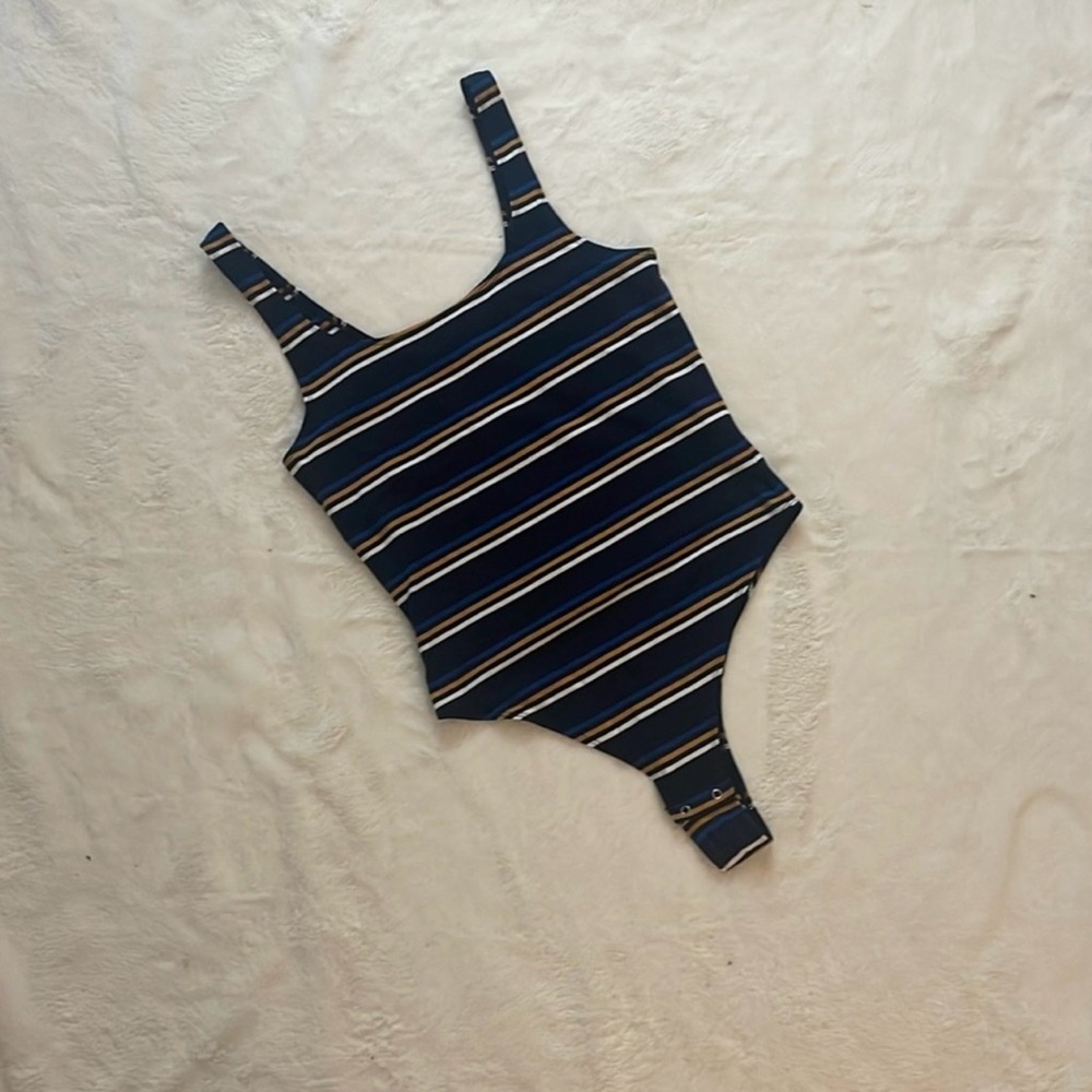 Garage Navy Striped Bodysuit - NWT - Size Medium